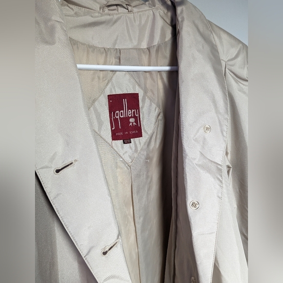 J.Gallery Long Tan Trench Coat with Belt - Picture 10 of 16